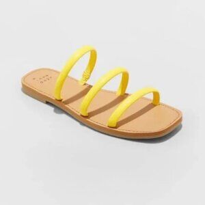 A New Day Yellow Wren Sandals Womens Triple Strap Summer Sandals Size 6